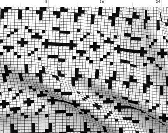 Crossword Fabric - Crossword By Jtctcrosswords - Crossword Game Smart Nerd Geek Words Knowledge Cotton Fabric By The Yard With Spoonflower