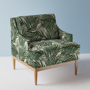 Vintage Style Upholstery Fabric- Palm Leaves by chicca_besso - Jungle Botanical Green Palm Fronds  Fabric By The Yard With Spoonflower