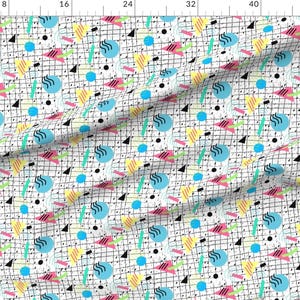 Geometric Fabric - Memphis Style Vibes (Light) By Hollybender - Geometric 80s Retro Aqua Pink Cotton Fabric By The Yard With Spoonflower Bild 2