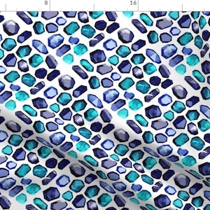 Blue Gem Fabric - Crystal Gemstone Fabric - Stones, Gems, Gemstones, Crystals, - Dark Blue By Charlottewinter - Gem Fabric With Spoonflower