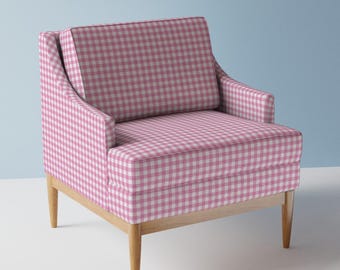 Pink Upholstery Fabric- 12 Pink Gingham by gingerlous -  Plaid Gingham Girls Check Gingham Fabric  Fabric By The Yard With Spoonflower