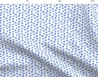 Blue Paw Prints Fabric - Small Dog Watercolor Paw Print Animal Spots Pet By Misschiffdesigns - Cotton Fabric By The Yard With Spoonflower