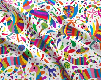 Animal Pinata Fabric - Ole, Come On A My House Pinatas By Vo_Aka_Virginiao - Otomi Fiesta Party Cotton Fabric By The Yard With Spoonflower