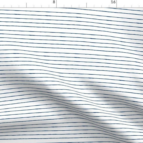 Nautical Stripe Fabric - Swim Lane Stripe In White And Nautical Navy By Ali*B - Nautical Stripe Cotton Fabric By The Yard With Spoonflower