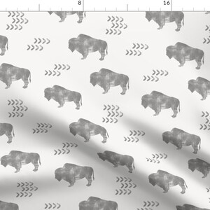 Buffalo Fabric - Distressed Buffalo By Littlearrowdesign - Buffalo Modern Home Decor Boho Gray Cotton Fabric By The Yard With Spoonflower