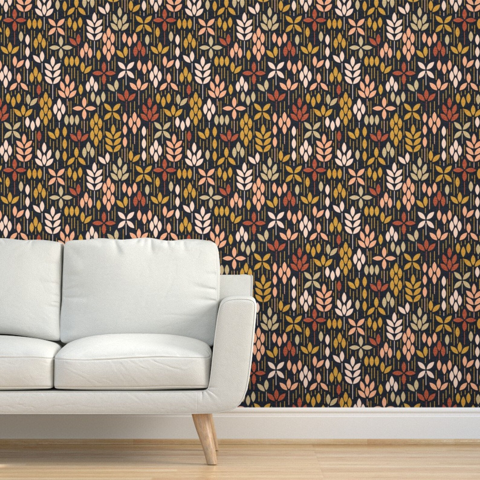 Scandi Floral Wallpaper Scandi Meadow Earthy by Dj-v Gray | Etsy