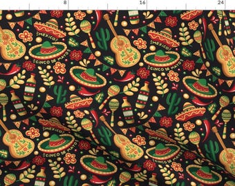 Cinco De Mayo Fabric - Cinco De Mayo by ilonitta - Mexican Festival Fiesta Celebration Whimsical Sombrero Fabric by the Yard by Spoonflower