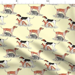 Hunting Fabric - Imma Hunting Dog By Leroyj - Friendships Hound Dog Fox Raccoon Animals Cotton Fabric By The Yard With Spoonflower