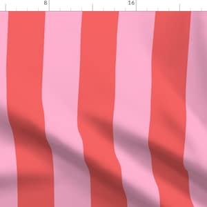 Cabana Stripe Fabric - 3&quot; Wide Pink Stripe by vivdesign - Candy Pink Large Scale Traditional Bright Vivid Fabric by the Yard by Spoonflower