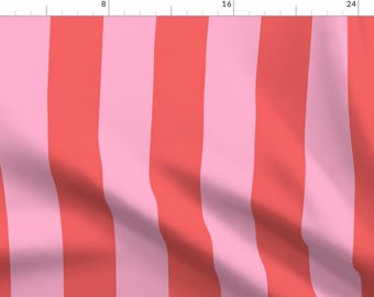 Cabana Stripe Fabric - 3" Wide Pink Stripe by vivdesign - Candy Pink Large Scale Traditional Bright Vivid Fabric by the Yard by Spoonflower