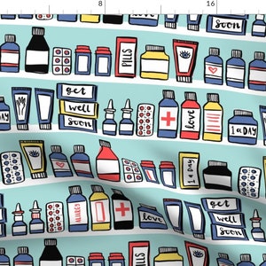 Medicine Fabric - Medicine Cabinet By Laura May Designs - Medical Professions Doctor Nurse Health Cotton Fabric By The Yard With Spoonflower