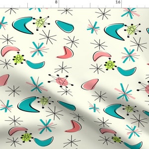 Atomic Era Fabric - Atomic Era Boomerangs By Hot4tees Bg@Yahoo Com- Atomic Era Mid Century Modern Cotton Fabric By The Yard With Spoonflower