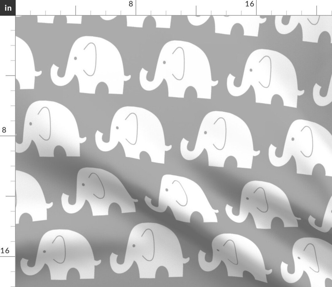 Baby Elephants Fabric Jumbo Elephant on Grey by Sewluvin Baby Elephants