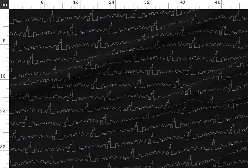 NYC Skyline Fabric - New York Skyline - Black By Thin Line Textiles - NYC Statue of Liberty Cotton Fabric By The Yard With Spoonflower image 2