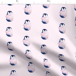 Penguin Fabric - Baby Penguin Pink By Cest_La_Viv - Watercolor Nursery Animals Cotton Fabric By The Yard With Spoonflower