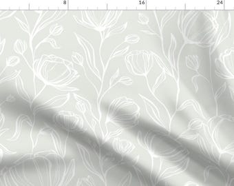 Bohemian Fabric - Climbing Floral Large by writtenbykristen - Floral Muted Boho Light Sage Botanical Vines Fabric by the Yard by Spoonflower