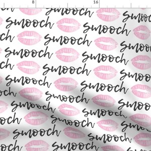 Love Fabric - (Large Scale) Smooch - Pink And Gray By Littlearrowdesign - Love Smooch Lips Pink Cotton Fabric By The Yard With Spoonflower
