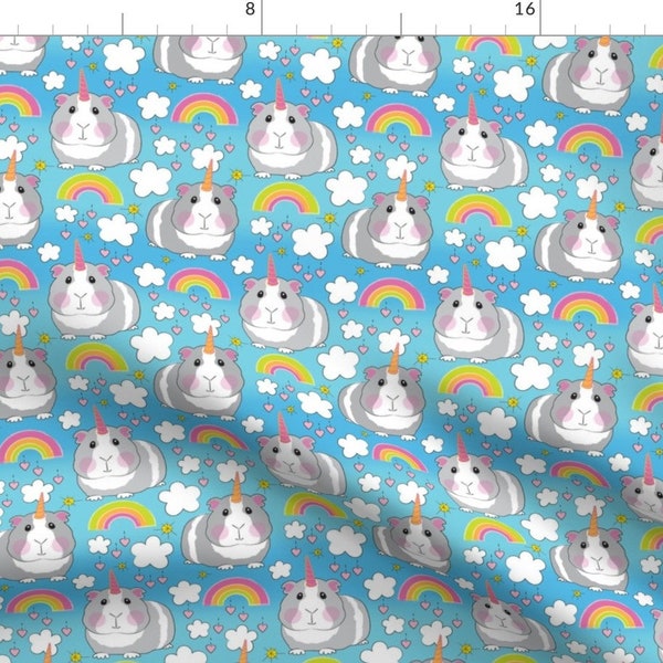 Guinea Pig Unicorn Fabric - Guinea Pig Unicorns-And-Rainbows By Lilcubby - Guinea Pigs Rainbows Cotton Fabric By The Yard With Spoonflower