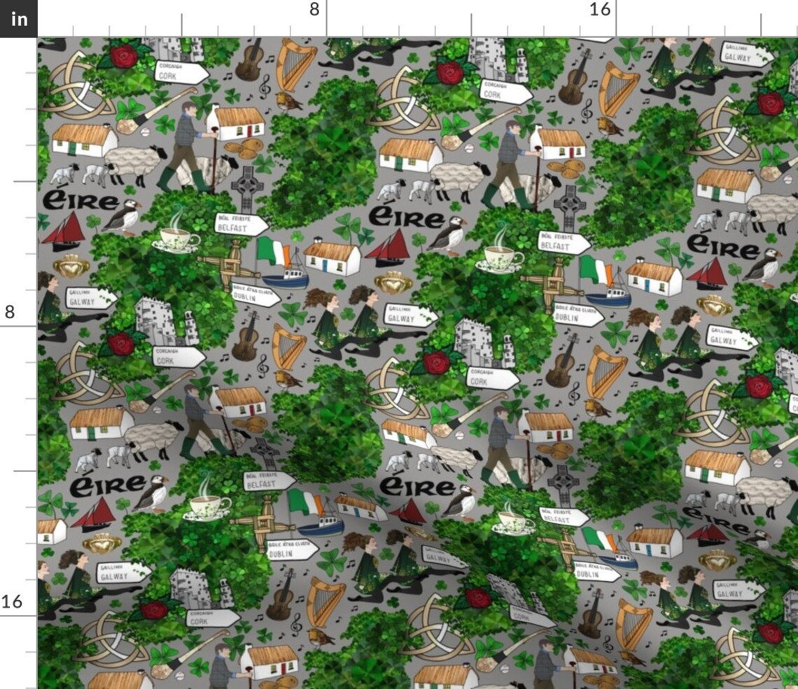 Ireland Fabric Ireland by Irishvikingdesigns Dublin Galway Etsy