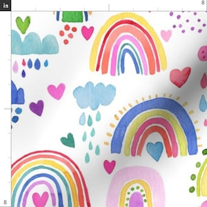 Rainbow Fabric - Rainbows of Hope in the Sky by Ninola-design - White ...