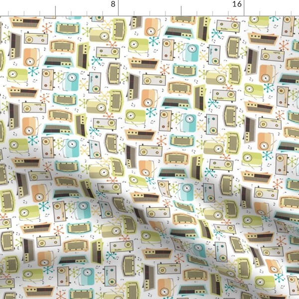 Retro Radio Fabric - Plastic Fantastic! By Inscribed Here - Retro Radio Home Decor Cotton Fabric By The Yard With Spoonflower