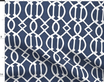 Moroccan Fabric - Shibori Blue Trellis By Brainsarepretty - Moroccan Modern Home Decor Upholstery Cotton Fabric By The Yard With Spoonflower