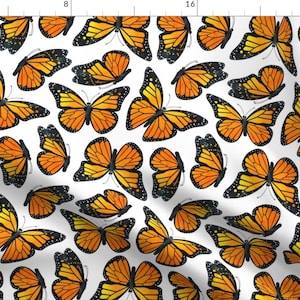Monarch Fabric - Monarch Butterfly Watercolor By Jannasalak - Monarch Butterfly Orange Black Cotton Fabric By The Yard With Spoonflower