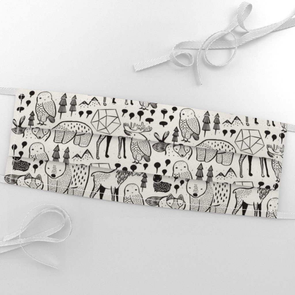 Nordic Woodland Animal Fabric Nordic Animals on Cream by | Etsy