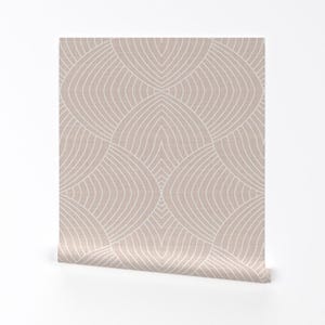Pink Nursery Wallpaper - Art Deco Swirls By Amy Maccready - Blush Pink White 1920s Removable Self Adhesive Wallpaper Roll by Spoonflower