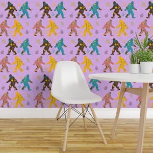 Papel de Parede Adesivo Pé Grande Roxo - Floral, Bosque, Floresta, Estilo Inusitado - Decoração de Parede Removível - Pé Grande Malva por bruxamagica