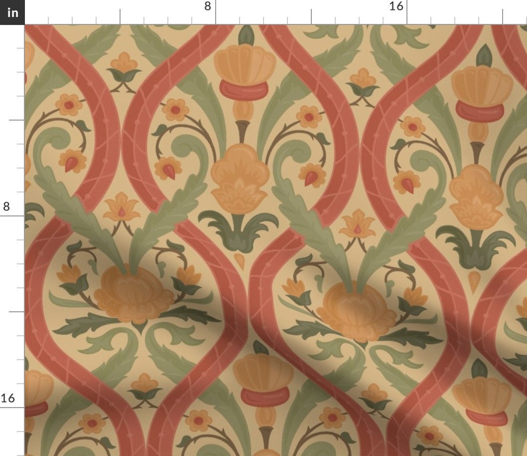 Victorian Damask Fabric Serpentine 3b by Muhlenkott Victorian Damask Vintage Floral Ornate