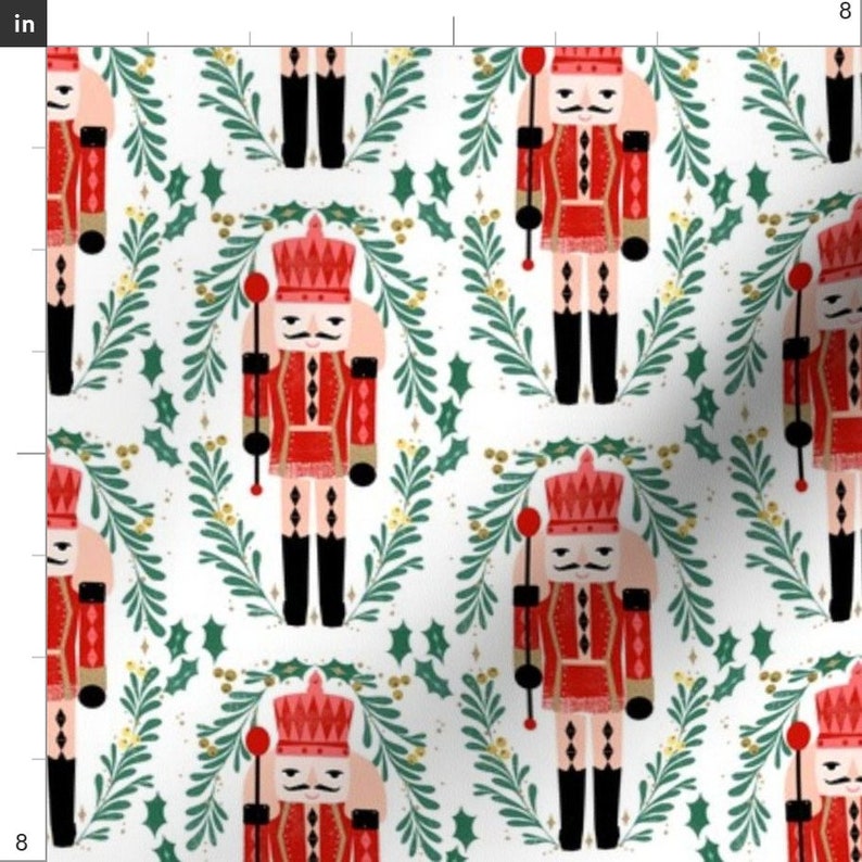 Nutcracker Fabric Xmas Holiday Christmas Fabric Red And Etsy