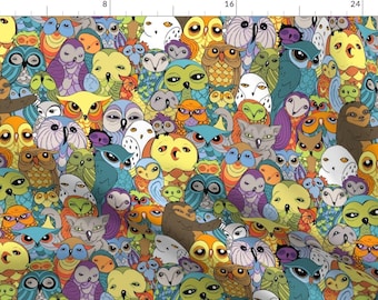 Rainbow Owl Fabric - Owl In The Family By Ceanirminger - Rainbow Owl Nursery Decor Cotton Fabric By The Yard With Spoonflower
