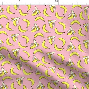 Pink Fabric - Bananas On Pink By Littlearrowdesign - Pink Yellow Bananas Food Modern Home Decor Cotton Fabric By The Yard With Spoonflower