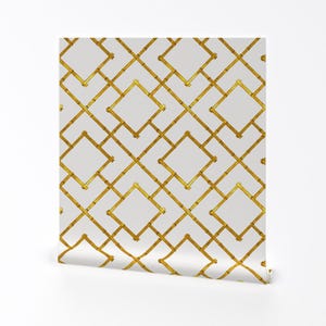 Bamboo Removable Peel and Stick Wallpaper - Trellis Chinoiserie Chic - Wall Art Wall Decor - Osaka Bamboo Trellis by willowlanetextiles