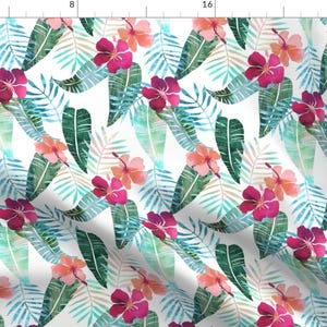 Tropical Fabric - Island Goddess By Schatzibrown - Tropical Vacation Hawaiian Hibiscus Floral Cotton Fabric By The Yard With Spoonflower