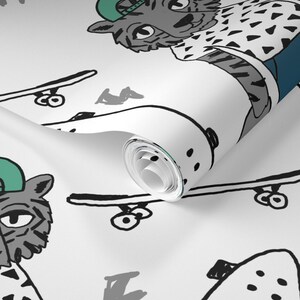 Tiger Skateboard Wallpaper Skate Kids Green Blue by Andrea - Etsy