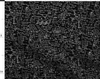 Equations Fabric - Physics Equations By Thinlinetextiles - Black White Teacher Professor Science Cotton Fabric By The Yard With Spoonflower