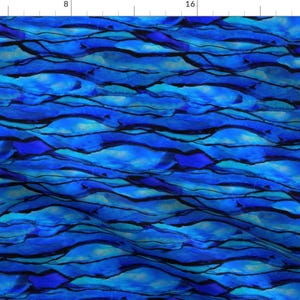 Ocean Ripple Fabric - Ocean Ripple By Poetryqn - Watercolor Ocean Waves Water Ripple Sea Blue Cotton Fabric By The Yard With Spoonflower