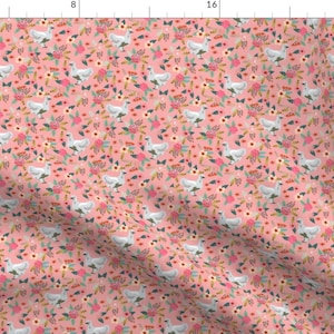 Silkie Chicken Pink Floral Fabric - Silkie Chicken Fabric, Chicken Fabric, Farm Animals Fabric, Birds Fabric - Pink By Petfriendly