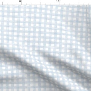 Soft Gingham Fabric - Baby Blue by charlottewinter - Grid Check Plaid Baby Boy Traditional Southern Pastel Fabric by the Yard by Spoonflower