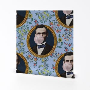 Blue Removable Peel and Stick Wallpaper -  Portrait History President Abraham Lincoln - Wall Art Wall Decor - Bubble Gum Lincoln by rebelmod