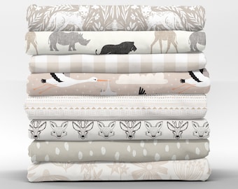 Fat Quarters en coton non sexiste - Mélangez et assortissez les couleurs de Fat Quarters en coton beige naturel Blush Woodland Collection Scandi par Spoonflower