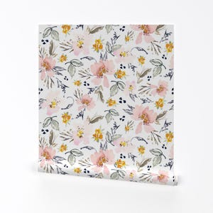 Pink And Sage Removable Peel and Stick Wallpaper - Watercolor Blush Pink Soft Pastels - Wall Art Wall Decor - Spring Floral by erin__kendal