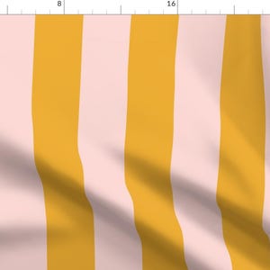 Pink Fabric - Pink Lemonade Stripes by acdesign - Bold Stripe Yellow Stripe Coastal Beach Citrus Lemon Fabric by the Yard by Spoonflower