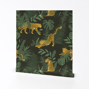 Forest Wallpaper - Leopards / Jungle Park By Julia Dreams - Forest Custom Printed Removable Self Adhesive Wallpaper Roll by Spoonflower