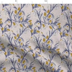 Boho Thistle Fabric - French Linen Thistle By Holli Zollinger - Bohemian Thistle Plants Nature Cotton Fabric By The Yard With Spoonflower