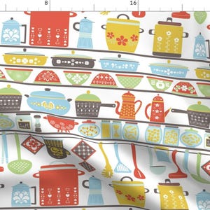 Kitchen Fabric - Vintage Kitchen By Gnoppoletta - Kitchen Decor Mod Cotton Fabric By The Yard With Spoonflower