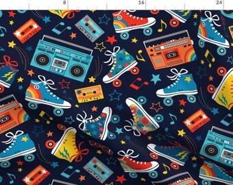Roller Skates Fabric - Retro Rainbow Rollers By Emma Heeson Design - Roller Skates Retro Cotton Fabric By The Yard With Spoonflower