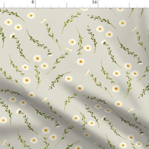 Daisy Floral Fabric - Daisy Meadow by onesweetorange - Neutral Flowers Wildflower Meadow Feminine Daisies Fabric by the Yard by Spoonflower